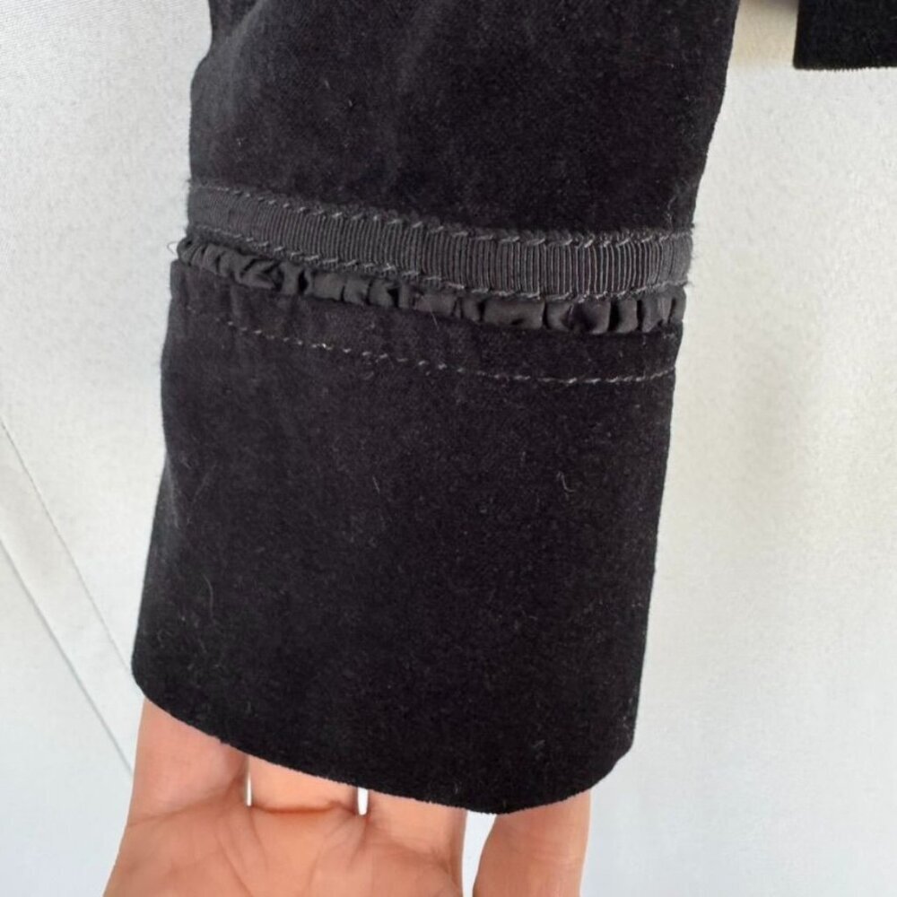 Y2K WHBM Black Stretch Velvet High Collar Silver Button Military Blazer Size 4 - Picture 7 of 17